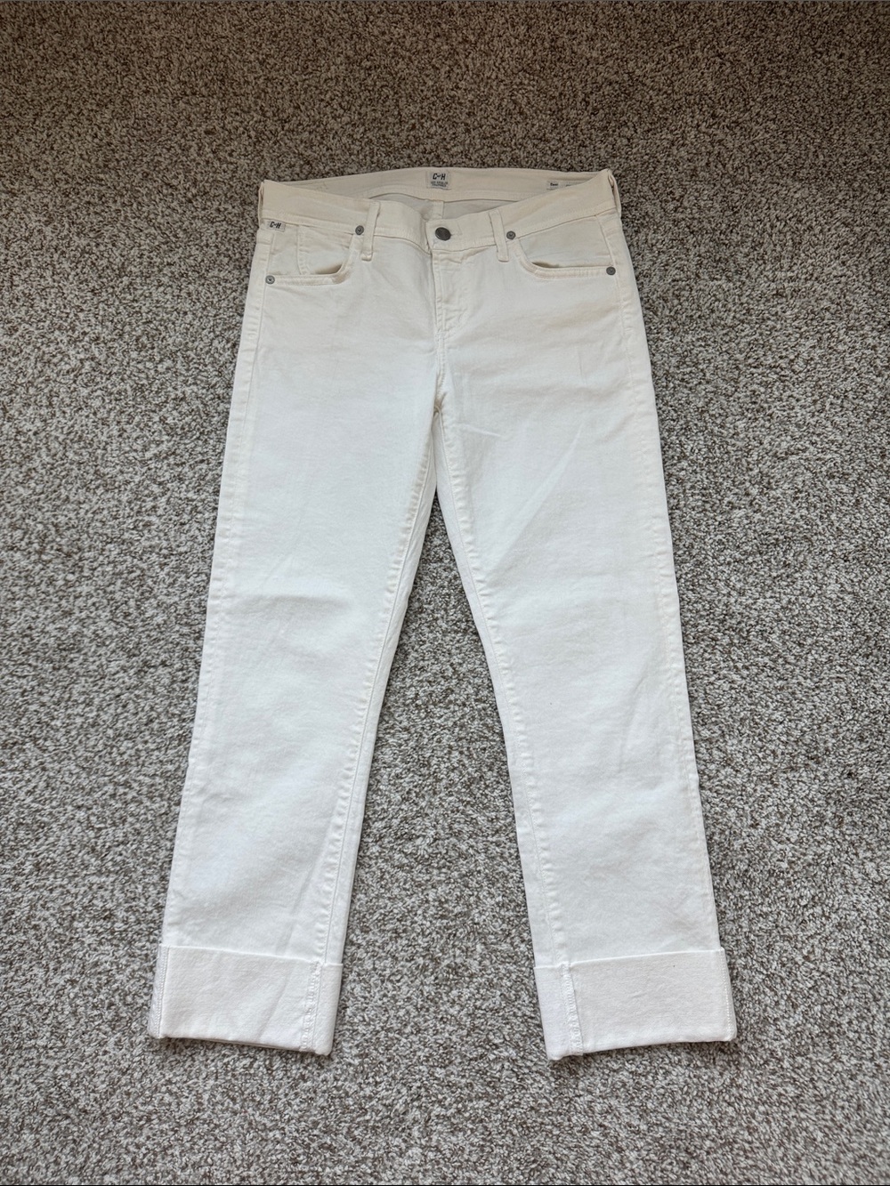Citizens of Humanity White Cuffed Crop Jeans Size 28
